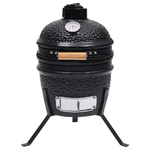 vidaXL Barbecue Affumicatore 2 in 1 Kamado in Ceramica 56 cm Nero