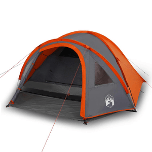vidaXL Tenda Campeggio 4Persone Grigia e Arancione 300x250x132 Taffetà