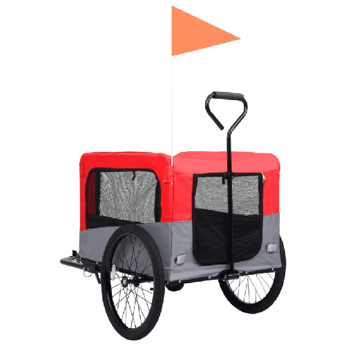 Rimorchio Bici Animali Carrello Jogging Rosso e Grigio