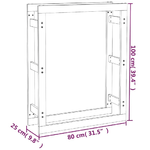 vidaXL Portalegna 80x25x100 cm in Legno Massello di Pino