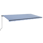 vidaXL Tenda da Sole Retrattile Manuale con LED 600x350 cm Blu Bianco