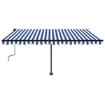 vidaXL Tenda da Sole Retrattile Manuale con LED 450x350 cm Blu Bianco