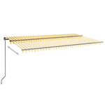 vidaXL Tenda da Sole Retrattile Manuale LED 600x350 cm Giallo Bianco