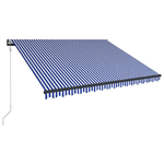 Tenda con Sensore Vento e LED 450x300 cm Blu e Bianca