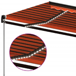 vidaXL Tenda da Sole Retrattile Manuale LED 450x350 cm Arancio Marrone