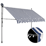 vidaXL Tenda da Sole Retrattile Manuale con LED 250 cm Blu e Bianca