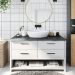 vidaXL Piano Bagno Grigio Scuro 100x50x4 cm Legno Massello Trattato