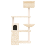 vidaXL Albero per Gatti con Tiragraffi in Sisal Crema 131 cm