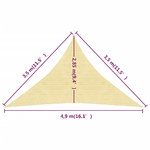 Vela Parasole 160 g/m² Beige 3,5x3,5x4,9 m in HDPE