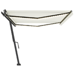 vidaXL Tenda da Sole Retrattile Manuale LED 500x350 cm Crema