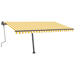 Tenda da Sole Retrattile Manuale LED 450x300 cm Gialla e Bianca