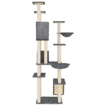 vidaXL Albero per Gatti con Tiragraffi in Sisal Grigio Scuro 191 cm