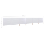 vidaXL Paravento a 6 Pannelli in Tessuto 800x120 cm Bianco Sabbia