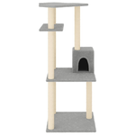 vidaXL Albero per Gatti con Tiragraffi in Sisal Grigio Chiaro 123 cm