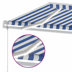 vidaXL Tenda Automatica con Sensore Vento e LED 500x300 cm Blu Bianca