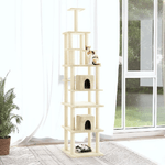 Albero per Gatti con Pali Tiragraffi in Sisal Crema 216 cm