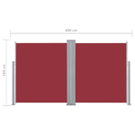 Tenda da Sole Laterale Retrattile Rossa 160x600 cm