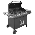 vidaXL Barbecue e Griglia a Gas 6+1 Fornelli Nero