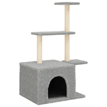 vidaXL Albero per Gatti con Tiragraffi in Sisal Grigio Chiaro 110 cm