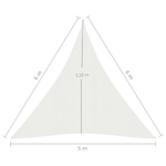 vidaXL Vela Parasole 160 g/m² Bianca 5x6x6 m in HDPE