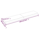 vidaXL Piano Bagno Marrone Chiaro 140x30x6 cm Legno Massello Trattato