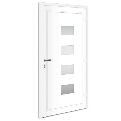 Porta Ingresso Bianca 100x200 cm in Alluminio e PVC