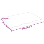 vidaXL Piano Bagno Marrone Chiaro 80x60x4 cm Legno Massello Trattato