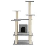 vidaXL Albero per Gatti con Tiragraffi in Sisal Grigio Chiaro 110 cm