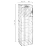 vidaXL Cesti a Gabbione a Torre 2 pz 40x40x140 cm in Ferro