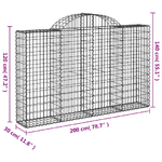 vidaXL Cesti Gabbioni ad Arco 6 pz 200x30x120/140 cm Ferro Zincato