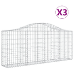 vidaXL Cesti Gabbioni ad Arco 3 pz 200x30x80/100 cm Ferro Zincato