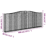 vidaXL Cesti Gabbioni ad Arco 20 pz 400x30x140/160 cm Ferro Zincato