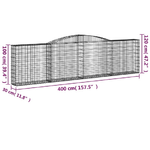 vidaXL Cesti Gabbioni ad Arco 3 pz 400x30x100/120 cm Ferro Zincato