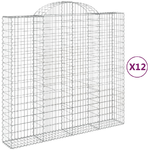 vidaXL Cesti Gabbioni ad Arco 12 pz 200x50x180/200 cm Ferro Zincato