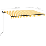 Tenda da Sole Retrattile Manuale LED 400x350 cm Gialla Bianca