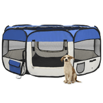 vidaXL Box per Cani Pieghevole con Borsa Trasporto Blu 145x145x61 cm