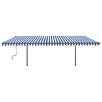 vidaXL Tenda da Sole Retrattile Automatica con Pali 6x3,5 m Blu Bianca