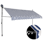 vidaXL Tenda da Sole Retrattile Manuale con LED 350 cm Blu e Bianca