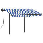 vidaXL Tenda da Sole Retrattile Automatica Pali 3,5x2,5m Blu e Bianca