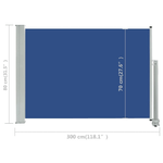 Tenda Laterale Retrattile per Patio 80x300 cm Blu