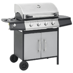 vidaXL Barbecue Griglia a Gas 4+1 Fornelli Nero Argento Acciaio e Inox