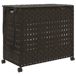 Cesto Portabiancheria Ruote Marrone Scuro 66x35x60 cm Rattan