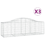 vidaXL Cesti Gabbioni ad Arco 3 pz 200x50x60/80 cm Ferro Zincato