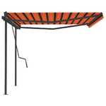 Tenda Retrattile Automatica con Pali 4,5x3,5 m Arancio Marrone