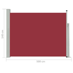 vidaXL Tenda Laterale Retrattile per Patio 140x500 cm Rossa