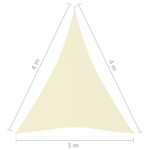 vidaXL Parasole a Vela Oxford Triangolare 3x4x4 m Crema