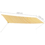 vidaXL Tenda da Sole Retrattile 400x150 cm Giallo e Bianco