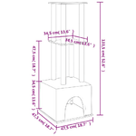 vidaXL Albero per Gatti con Tiragraffi in Sisal Crema 133,5 cm