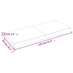 vidaXL Piano Bagno 120x50x6 cm in Legno Massello Non Trattato