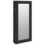 vidaXL Armadio Portagioie con Specchio a Muro Nero 30x8,5x67 cm